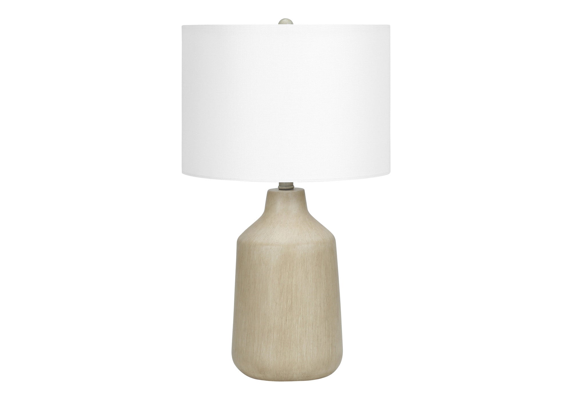 24" Beige Concrete Urn Table Lamp With Ivory Drum Shade