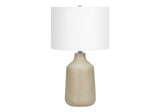 24" Beige Concrete Urn Table Lamp With Ivory Drum Shade