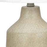 24" Beige Concrete Urn Table Lamp With Ivory Drum Shade