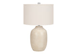 26" Cream Ceramic Urn Table Lamp With Cream Drum Shade