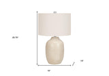 26" Cream Ceramic Urn Table Lamp With Cream Drum Shade