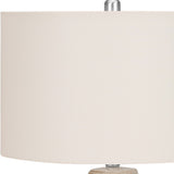 26" Cream Ceramic Urn Table Lamp With Cream Drum Shade