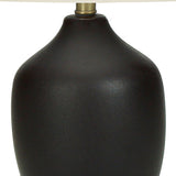 22" Black Ceramic Urn Table Lamp With Ivory Drum Shade