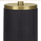 24" Black and Gold Concrete Cylinder Table Lamp With Ivory Drum Shade