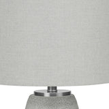 25" Gray and Silver Ceramic Cylinder Table Lamp With Gray Drum Shade