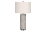 29" Gray and Silver Cylinder Table Lamp With Ivory Drum Shade