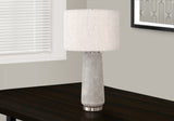 29" Gray and Silver Cylinder Table Lamp With Ivory Drum Shade