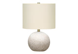 20" Gray Concrete Round Table Lamp With Ivory Drum Shade