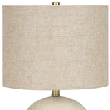 20" Beige Concrete Round Table Lamp With Beige Drum Shade