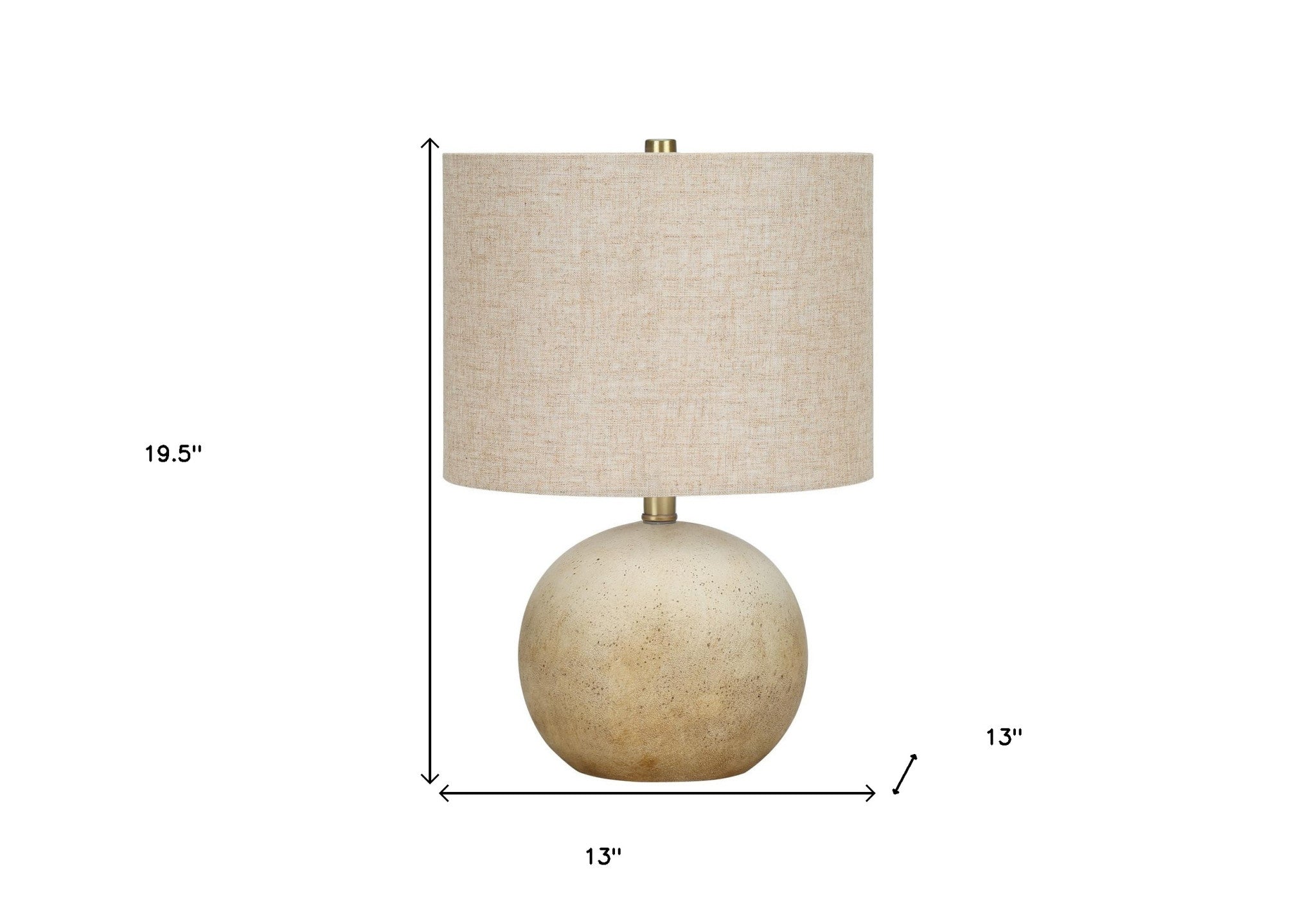 20" Beige Concrete Round Table Lamp With Beige Drum Shade