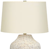 26" Cream Ceramic Round Table Lamp With Cream Empire Shade