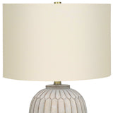 24" Cream Geometric Table Lamp With Cream Drum Shade