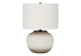 21" Cream Ceramic Round Table Lamp With Cream Drum Shade