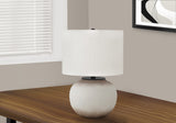 21" Cream Ceramic Round Table Lamp With Cream Drum Shade