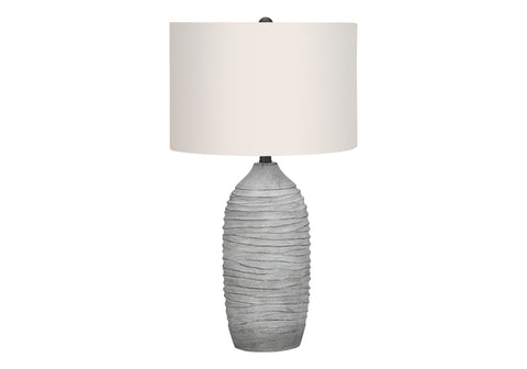 27" Gray Cylinder Table Lamp With Ivory Drum Shade