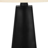 27" Black Geometric Table Lamp With Beige Drum Shade