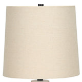 25" Cream Geometric Table Lamp With Beige Empire Shade