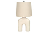 25" Cream Geometric Table Lamp With Beige Empire Shade