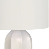 27" Cream Ceramic Geometric Table Lamp With Cream Drum Shade