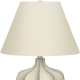 21" Cream Round Table Lamp With Cream Empire Shade