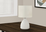 17" Cream Ceramic Round Table Lamp With Cream Drum Shade