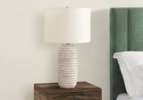 28" Cream Geometric Table Lamp With Cream Drum Shade