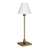 28" Brass Metal Candlestick Table Lamp With White Cone Shade