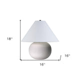 18" Off White Ceramic Round Table Lamp With White Cone Shade