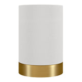 9" Brass Metal Cylinder Bedside Table Lamp With White Drum Shade