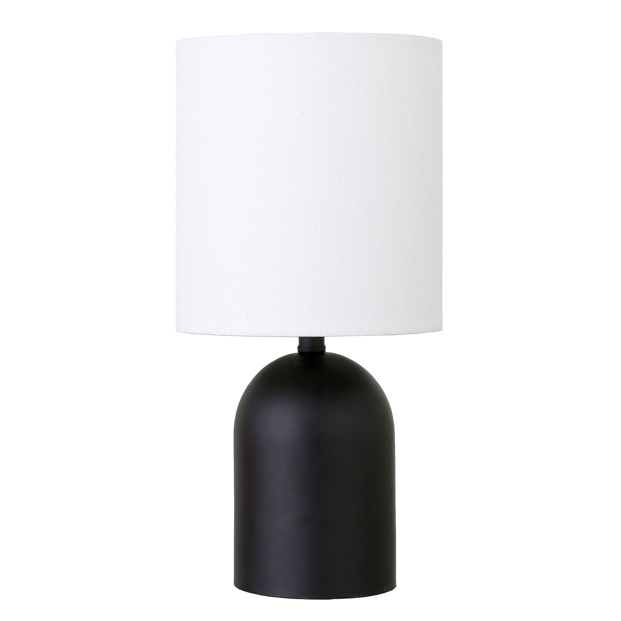 13" Black Metal Cylinder Table Lamp With White Drum Shade