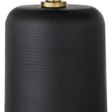 15" Black and Gold Ceramic Cylinder Table Lamp With White Drum Shade