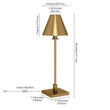 28" Brass Metal Buffet Lamp With Brass Cone Shade