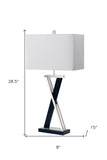 Set of Two 29" Black Metal Table Lamp With White Cone Shade