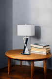 Set of Two 29" Black Metal Table Lamp With White Cone Shade