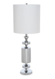 Set of Two 36" Silver Metal Table Lamp With White Cone Shade