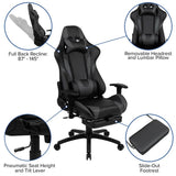 Black Gaming Desk-Cup Holder/Reclining Chair Set