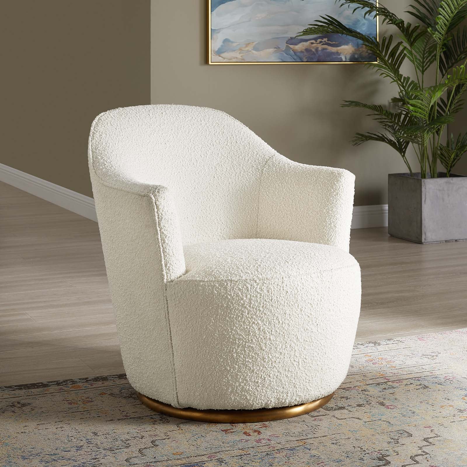 Nora Boucle Upholstered Swivel Chair