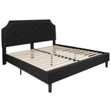 Arched Tufted Black Fabric Platform Bed