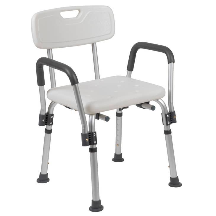 White Bath Chair with Depth Adjustable Back