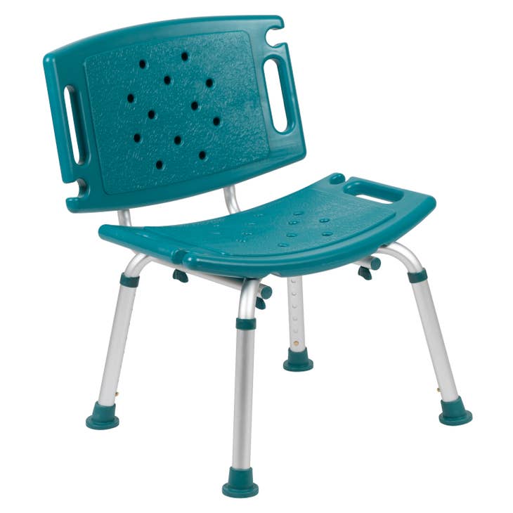 Tool-Free Adjustable Teal Bath & Shower Chair