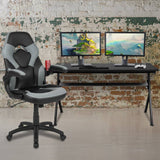 Gray and Black Gaming Desk and Chair Set with Cup Holder