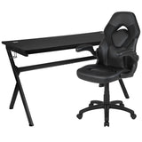 Black Gaming Desk and Chair Set with Cup Holder