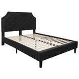 Arched Tufted Black Fabric Platform Bed