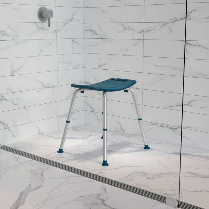 Tool-Free Adjustable Navy Bath & Shower Chair
