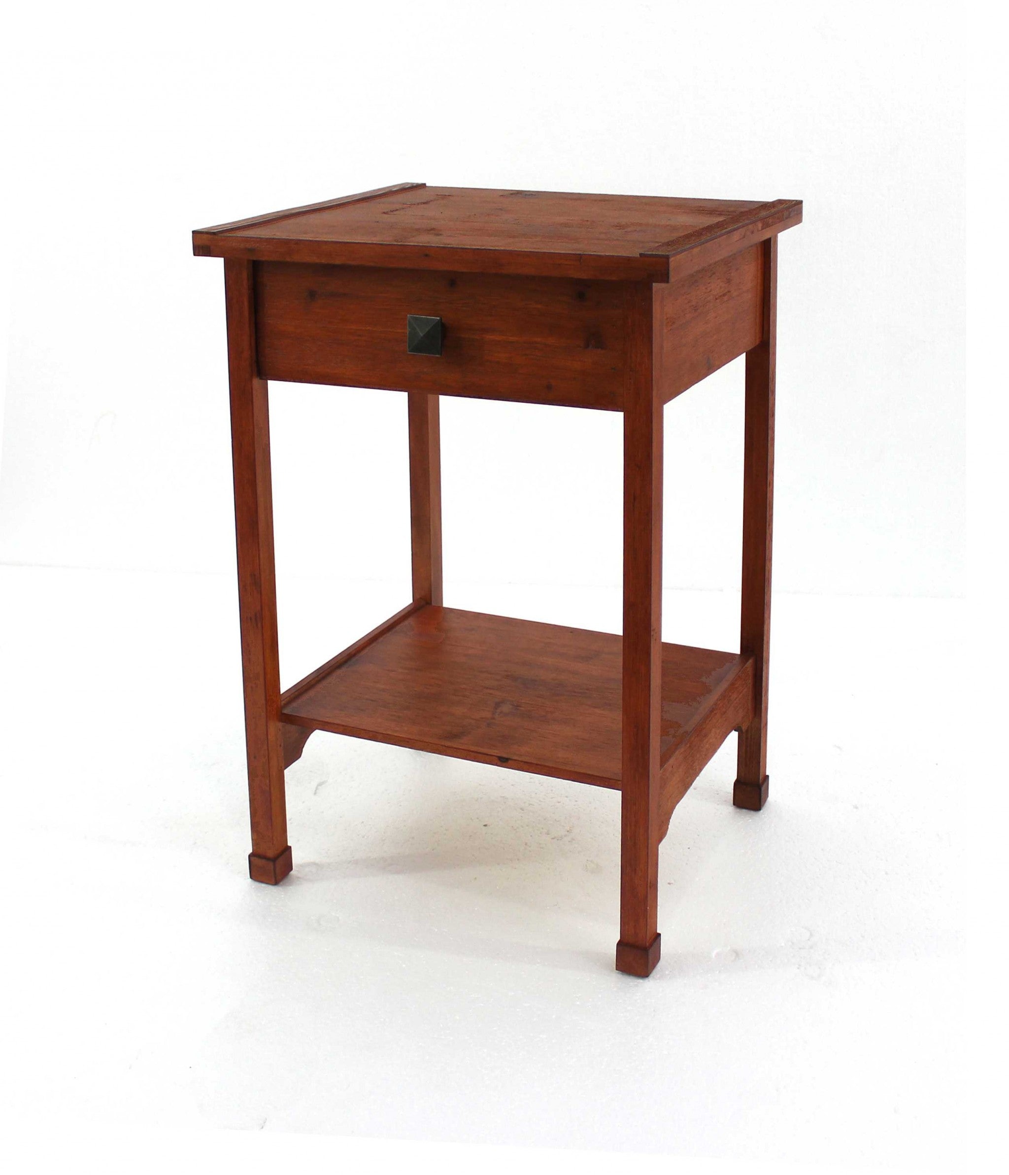 24" Brown End Table With Drawer And Shelf