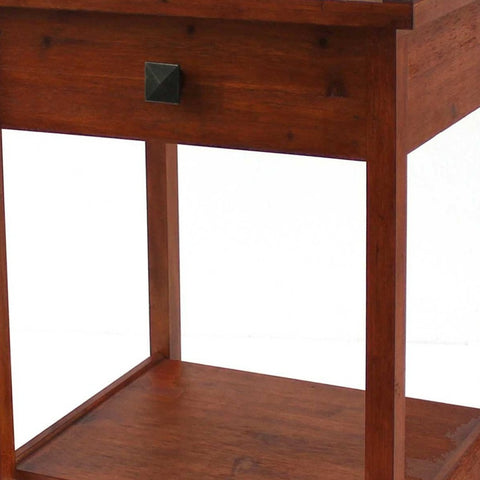 24" Brown End Table With Drawer And Shelf