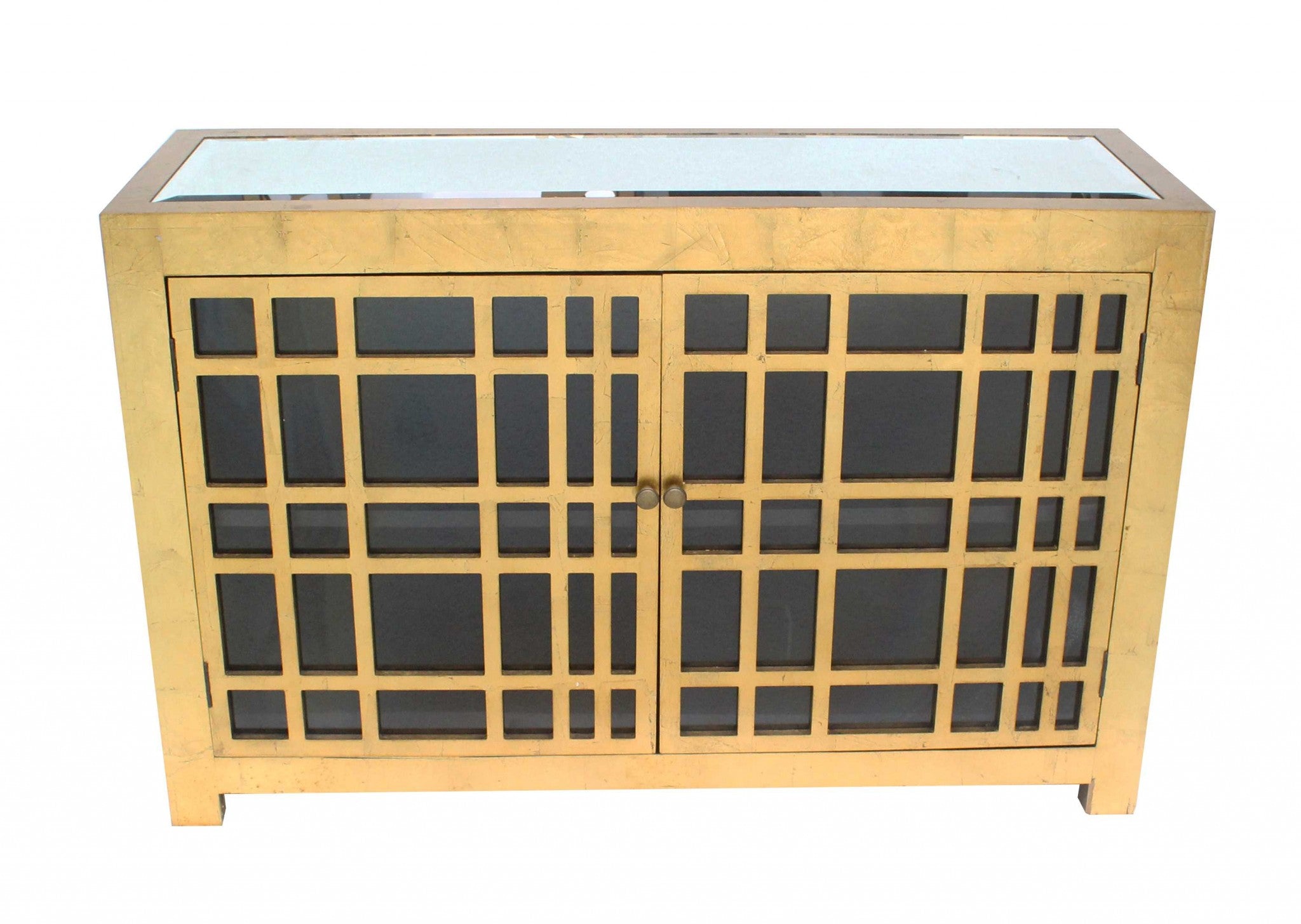 16 X 48 X 32 Gold Rustic Lattice Wood - Cabinet