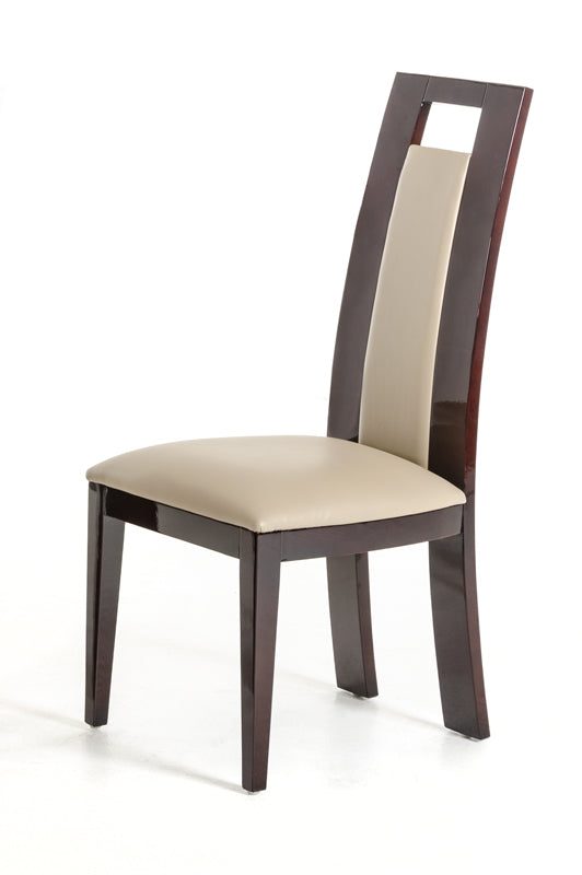 Set Of Two Taupe And Brown Ash Solid Back Dining Chairs