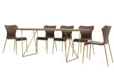 30" Tobacco Veneer  Mdf  And Antique Brass Dining Table