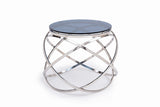 14" Smoked Glass And Stainless Steel End Table